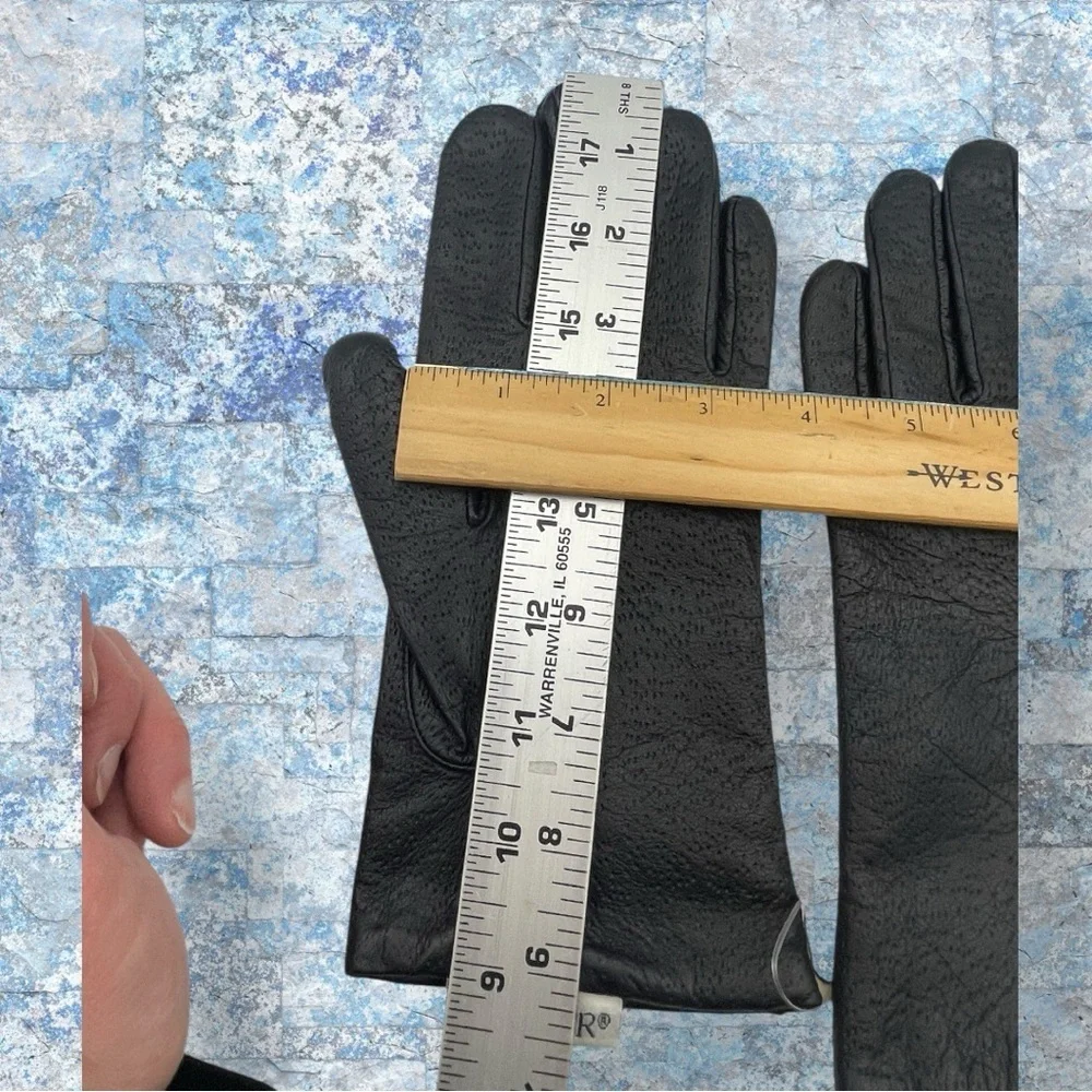 Isotoner ARIS Leathers Ladie's Dark Navy Leather Gloves Size 7 1/2 NWT - Picture 9 of 10